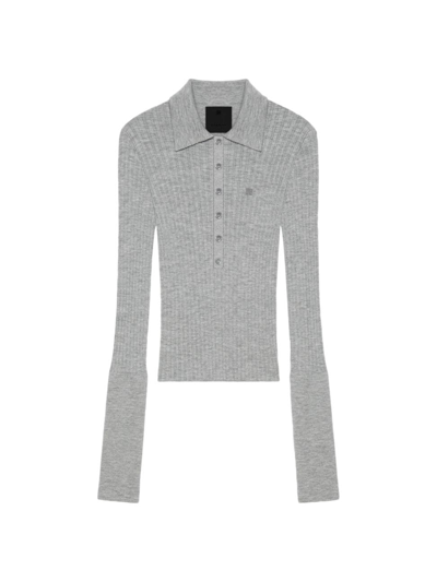Shop Givenchy Women's Polo Sweater In Wool In Heather Grey