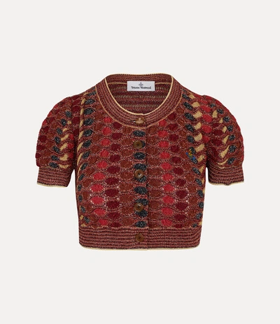 Shop Vivienne Westwood Edith Cropped Cardi In Multi-red-gold
