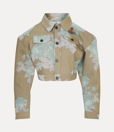 Shop Vivienne Westwood Cropped Denim Boxer Jacket In Roses