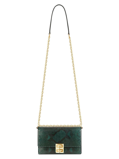 Shop Givenchy Women's Small 4g Crossbody Bag In Python With Chain In Dark Green