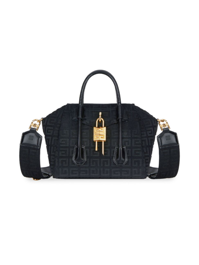 Shop Givenchy Women's Mini Antigona Lock Bag In 4g Embroidered Canvas In Black