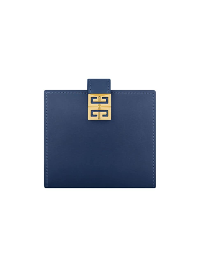 Shop Givenchy Women's Small 4g Wallet In Box Leather In Navy