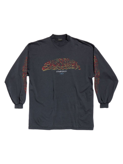 Shop Balenciaga Offshore Long Sleeve Oversized T-shirt In Black Faded