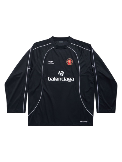 Shop Balenciaga Paris Soccer Long Sleeve Oversized T-shirt In Black