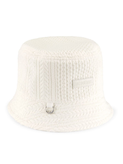 Shop Jacquemus Women's Le Bob Belo Knit Bucket Hat In White