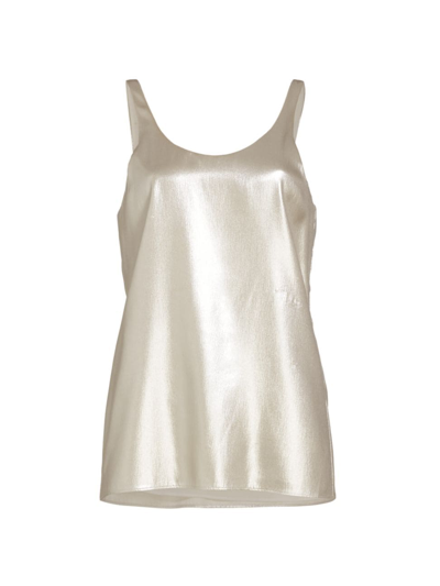 Shop Chloé Women's Metallic Silk Tank Top In Silver Cloud
