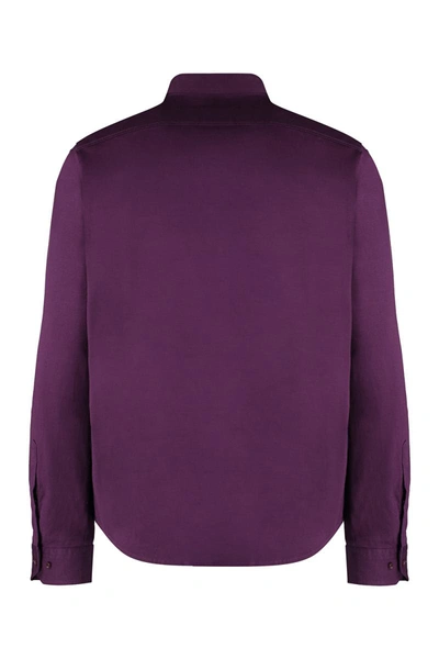 Shop Hugo Boss Boss Button-down Collar Cotton Shirt In Red-purple Or Grape