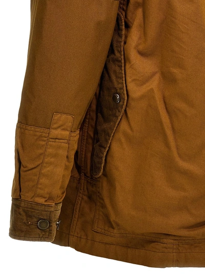 Shop Comme Des Garçons Homme Deux Comme Des Garçons Homme Ribbed Velvet Insert Canvas Jacket In Brown