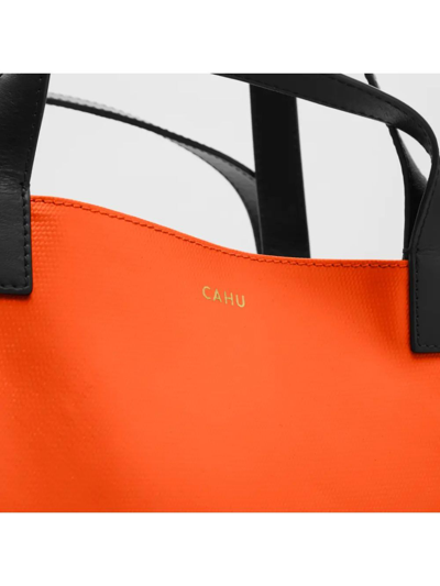 Shop Cahu Medium Nouvelle Collection Le Pratique With Zip Tote Bag In Yellow & Orange
