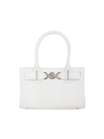 Shop Versace Women's Medusa 95 Small Tote Calf Leather In Optic White