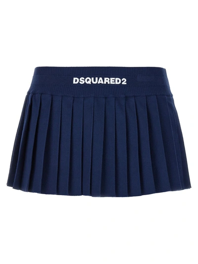 Shop Dsquared2 Mini Pleated Skirt In Blue