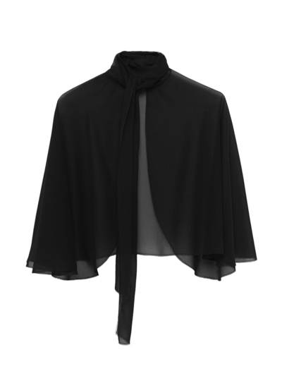 Shop Prada Women's Georgette Cape Top In Black
