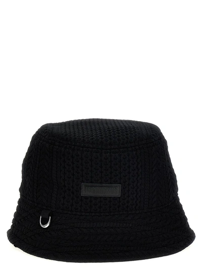 Jacquemus Belo Knitted Bucket Hat In Black