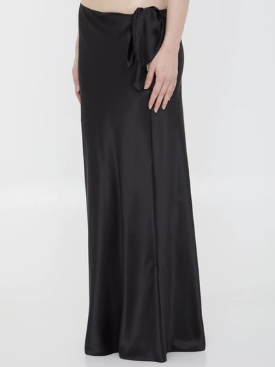 Shop Saint Laurent Long Skirt In Silk In Black