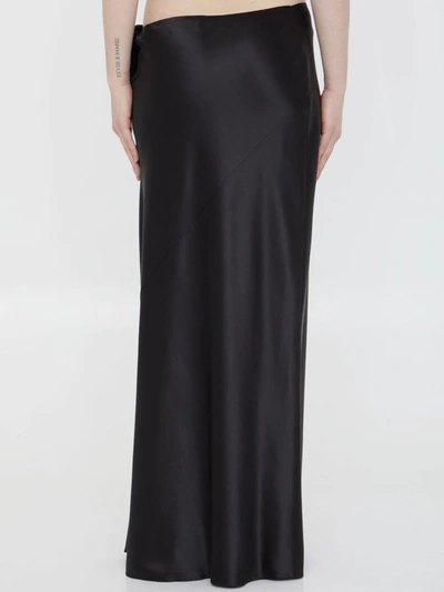 Shop Saint Laurent Long Skirt In Silk In Black