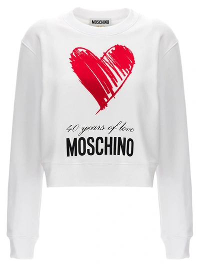 Shop Moschino '40 Years Of Love' Sweatshirt In White