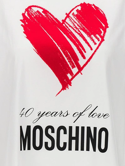 Shop Moschino '40 Years Of Love' T-shirt In Beige