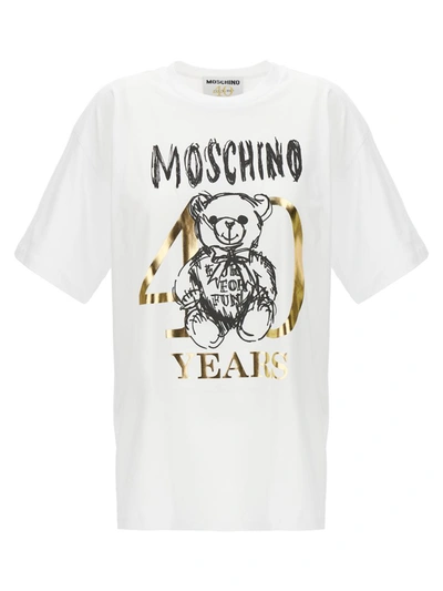 Shop Moschino 'teddy 40 Years Of Love' T-shirt In White