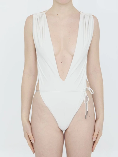 Shop Saint Laurent One-piece Swimsuit In White
