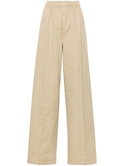 Shop Prada Wide-leg Cotton Trousers In Corda