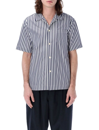Shop Sacai Striped Shirt In Navy Stripe