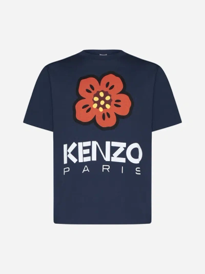 Shop Kenzo Boke Flower Cotton T-shirt In Midnight Blue