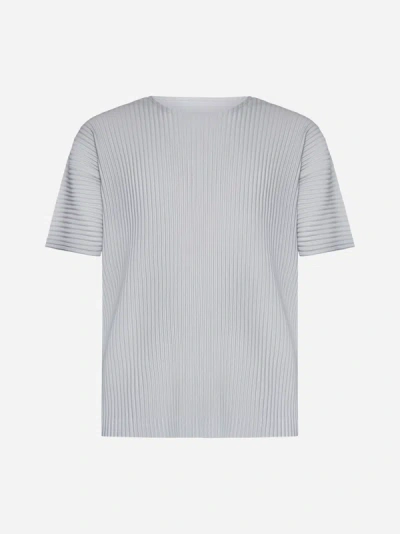 Shop Issey Miyake Pleated Fabric T-shirt In Light Gray