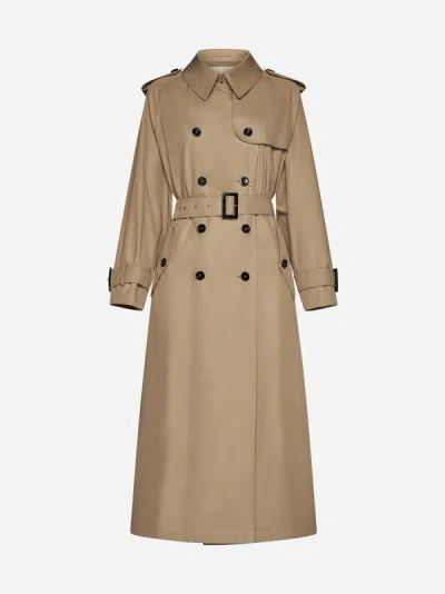 Shop Herno Double-breasted Cotton Trench Coat In Sand