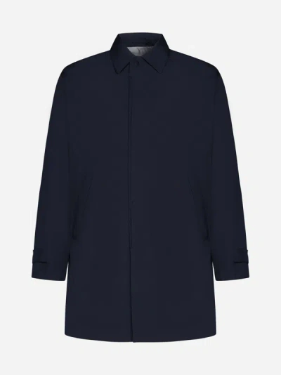 Shop Herno Single-breasted Nylon Trench Coat In Blue Navy