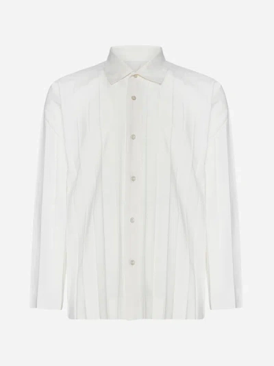 Shop Issey Miyake Edge Pleated Shirt In White
