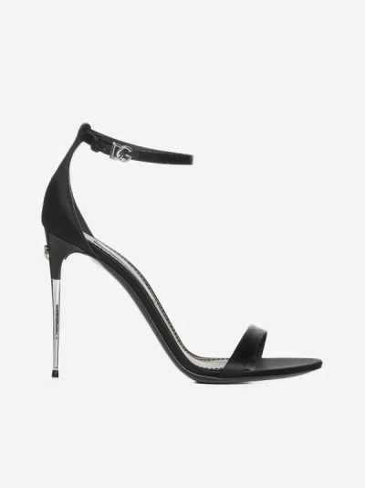 Shop Dolce & Gabbana Satin Sandals In Black