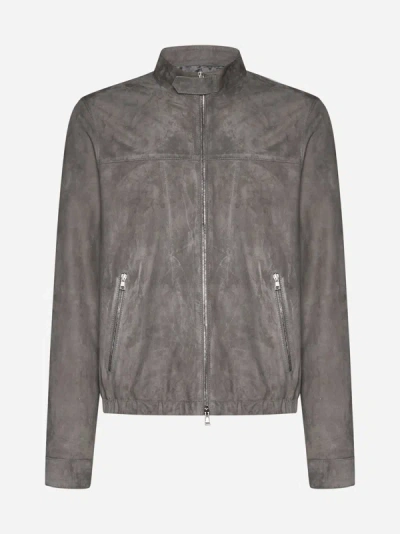 Shop Low Brand Suede Bomber Jacket In Pearl