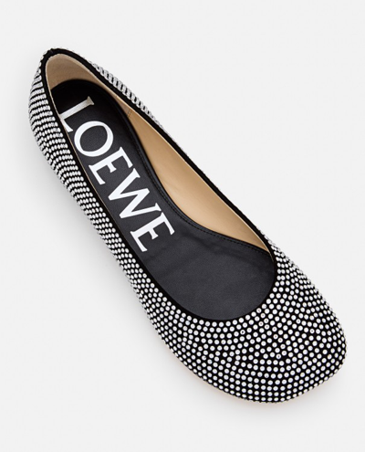 Loewe Toy Crystal-embellished Suede Ballet Flats In Silver