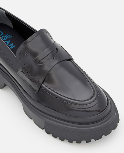 Shop Hogan H629 Patent Leather Loafers In Black