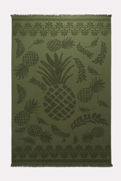 Shop Dorothee Schumacher Cotton Towel With Woven Jacquard Pineapple Pattern In Green