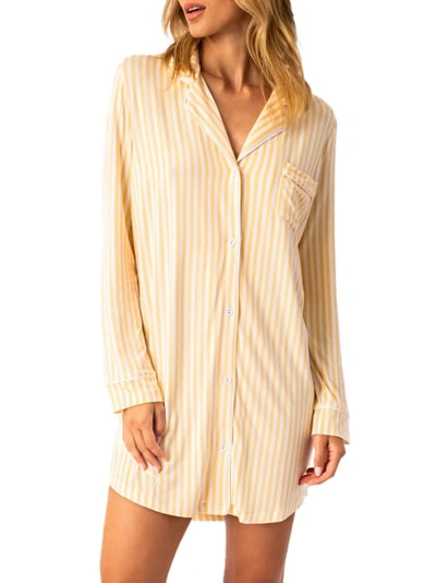 Shop Pj Salvage Lazy Days Stripe Modal Knit Sleep Shirt In Yellow Sunshine