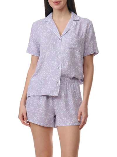 Shop Splendid Notch Collar Woven Boxer Pajama Set In Breezy Love