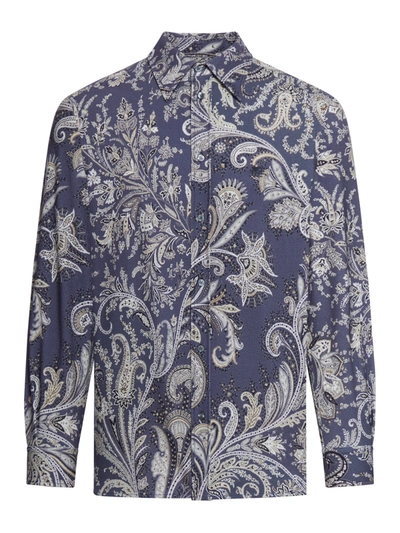 Shop Etro Cotton Polo Shirts With Paisley Pattern In Blue