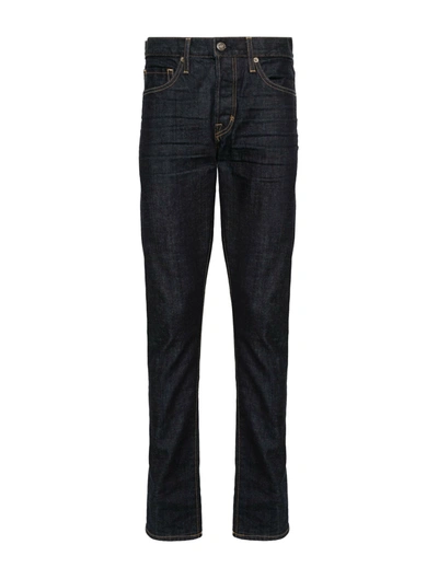 Shop Tom Ford Slim Jeans With Patch In Blue