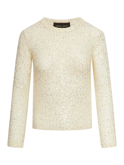 Shop Roberto Collina Sweater With Sequins In White