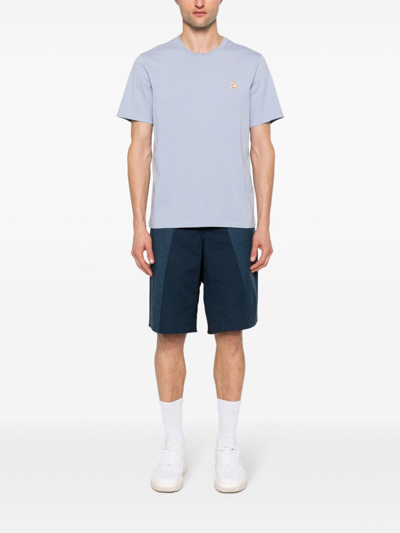 Shop Maison Kitsuné Chillax Fox Cotton T-shirt In Blue