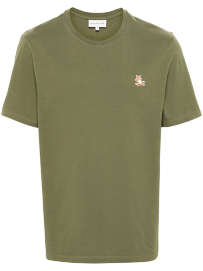 Shop Maison Kitsuné Chillax Fox Cotton T-shirt In Green