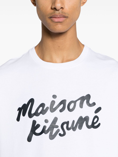 Shop Maison Kitsuné Logo Cotton T-shirt In White