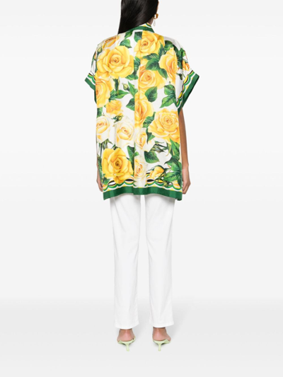 Shop Dolce & Gabbana Printed Silk Shirt In White