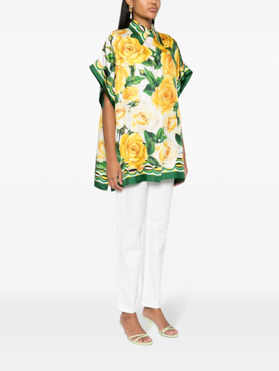 Shop Dolce & Gabbana Printed Silk Shirt In White