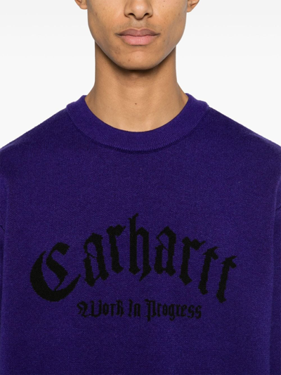 Shop Carhartt Logo Nylon Sweater In Violet