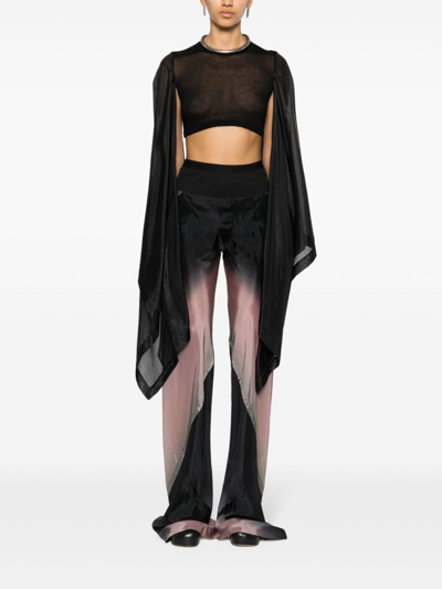 Shop Rick Owens Long Sleeve Cropped T-shirt In Black