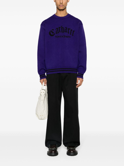 Shop Carhartt Logo Nylon Sweater In Violet
