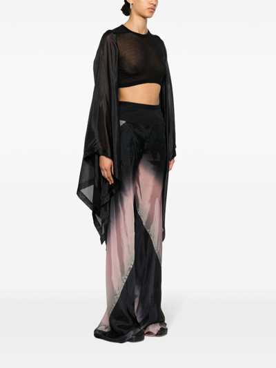 Shop Rick Owens Long Sleeve Cropped T-shirt In Black