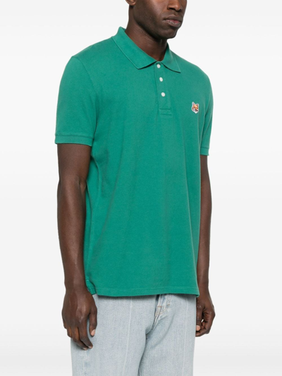 Shop Maison Kitsuné Fox Head Cotton Polo Shirt In Green